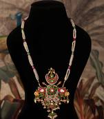 Gold plated  multicolor kundan necklace in sterling silver