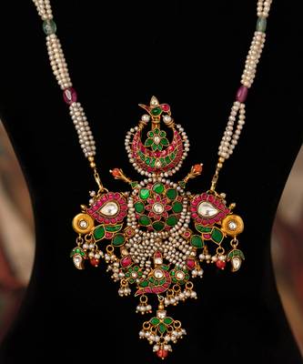 Gold plated  multicolor kundan necklace in sterling silver 2