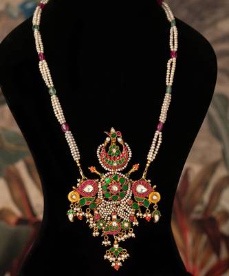 Gold plated  multicolor kundan necklace in sterling silver 3