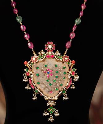 Gold plated  multicolor kundan necklace in sterling silver 2