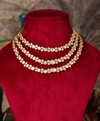 Gold plated  pearl white  necklace in sterling silver 1