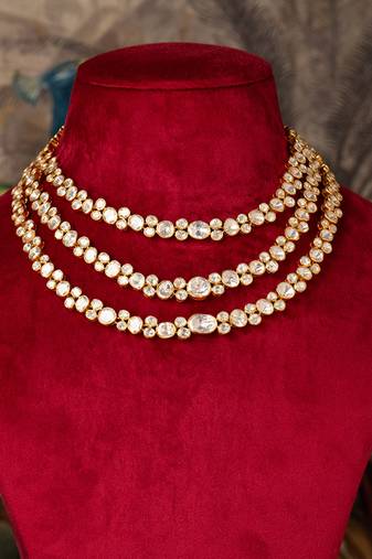 Gold plated  pearl white  necklace in sterling silver