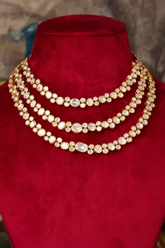 Gold plated  pearl white  necklace in sterling silver