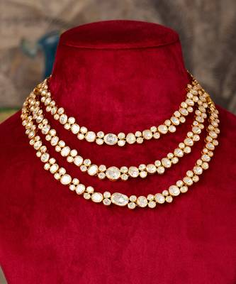 Gold plated  pearl white  necklace in sterling silver 4