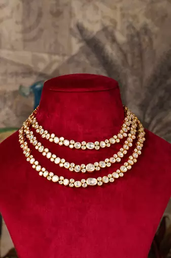 Gold plated  pearl white  necklace in sterling silver