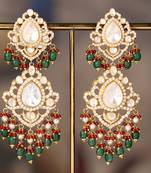Gold plated multicolor polki jhumkas in sterling silver