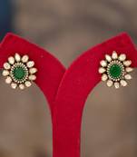 Gold plated green stone  studs in sterling silver
