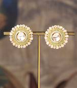 Gold plated polki studs in sterling silver