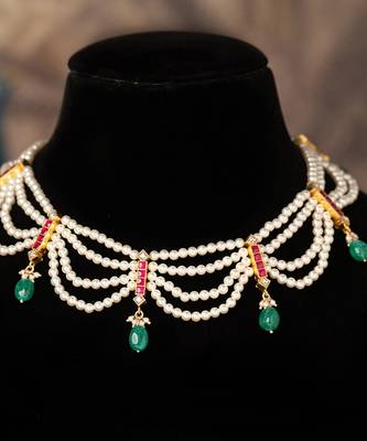 Gold plated  multicolor pearl necklace in sterling silver 2