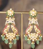 Gold plated multicolor polki jhumkas in sterling silver