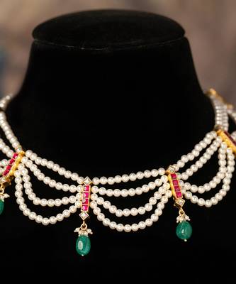 Gold plated  multicolor pearl necklace in sterling silver 3