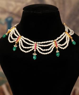 Gold plated  multicolor pearl necklace in sterling silver 4