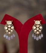 Gold plated blue beads jhumkas in sterling silver