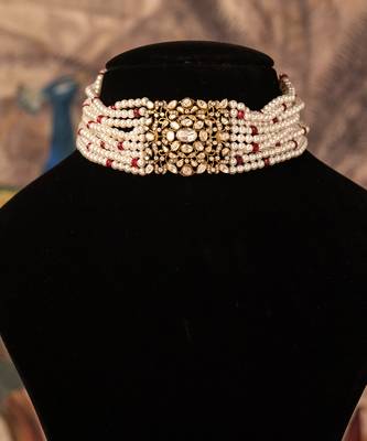 Gold plated  white peals necklace in sterling silver 2
