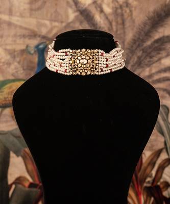 Gold plated  white peals necklace in sterling silver 3