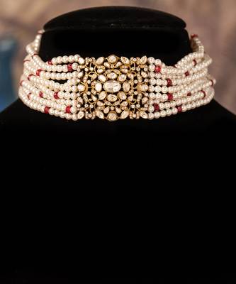 Gold plated  white peals necklace in sterling silver 4