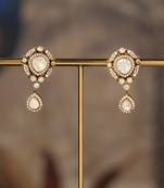 Gold plated polki jhumkas in sterling silver