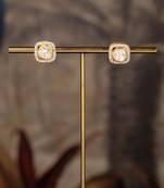 Gold plated polki studs in sterling silver