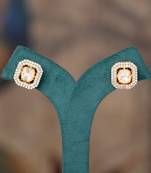 Gold plated polki studs in sterling silver