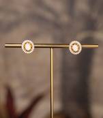 Gold plated polki studs in sterling silver