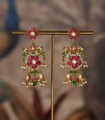 Gold plated multicolor polki jhumkas in sterling silver