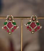 Gold plated multicolor polki jhumkas in sterling silver
