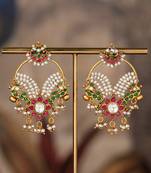 Gold plated multicolor polki jhumkas in sterling silver