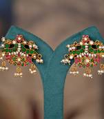 Gold plated multicolor polki jhumkas in sterling silver