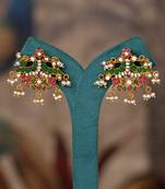 Gold plated multicolor polki jhumkas in sterling silver
