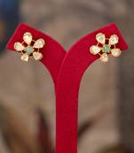 Gold plated white polki studs in sterling silver