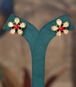 Gold plated polki studs in sterling silver