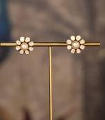 Gold plated polki studs in sterling silver