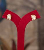 Gold plated polki studs in sterling silver