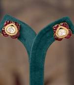 Gold plated pink stone studs in sterling silver