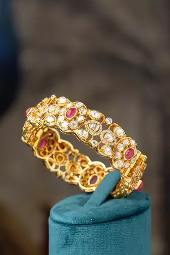 Gold plated  multicolor bangle in sterling silver