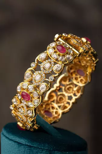Gold plated  multicolor bangle in sterling silver
