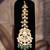 Gold plated  green beads  maangtikka in sterling silver