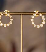 Gold plated polki studs in sterling silver