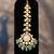 Gold plated  green beads maangtikka in sterling silver
