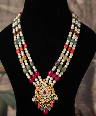 Gold plated  multicolor kundan necklace in sterling silver 1