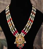 Gold plated  multicolor kundan necklace in sterling silver