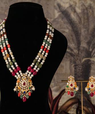 Gold plated  multicolor kundan necklace in sterling silver 2
