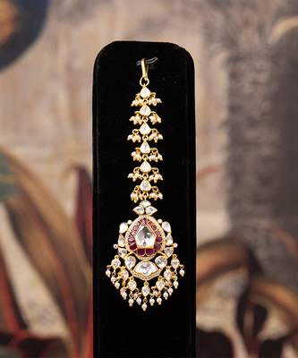 Gold plated kundan maangtikka in sterling silver 1