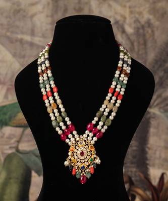 Gold plated  multicolor kundan necklace in sterling silver 3