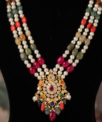 Gold plated  multicolor kundan necklace in sterling silver 4
