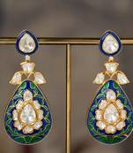 Gold plated multicolor polki jhumkas in sterling silver