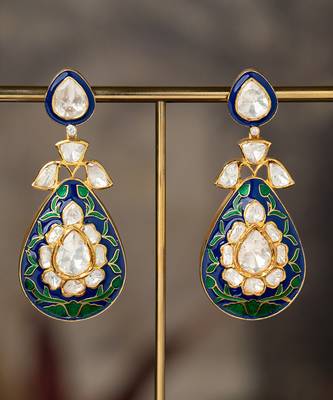 Gold plated multicolor polki jhumkas in sterling silver 2