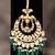 Gold plated  green beads maangtikka in sterling silver