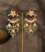 Gold plated multicolor polki jhumkas in sterling silver