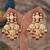 Gold plated red beads polki jhumkas in sterling silver